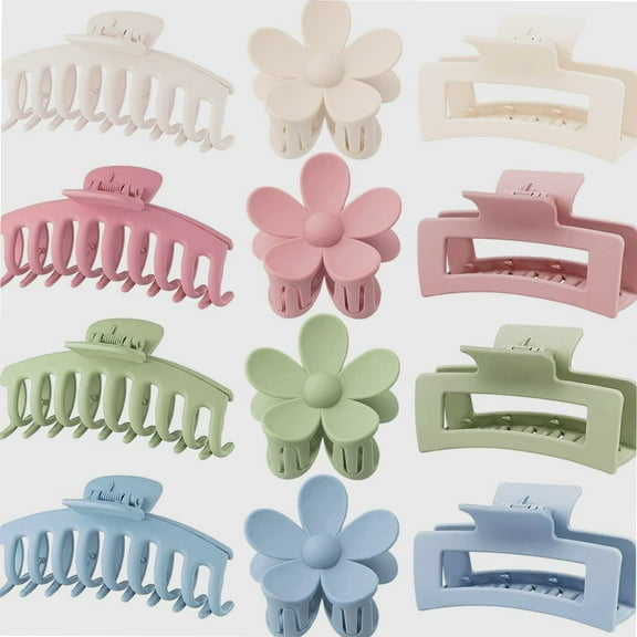 12 Pack Large Hair Claw Clips 3 Styles Claw Hair Clip for Thick Thin Hair