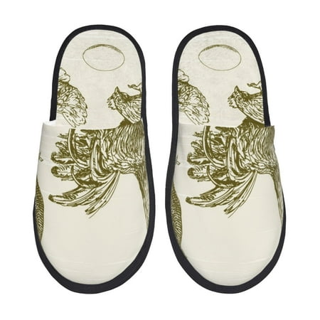 Balery Chickens Slient Indoor Furry Fleece Comfort House Shoes Soft Non-Slip Home Shoes Cotton slippers House Slippers-- Large