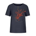 thumbnail image 4 of Blczomt Women Tops on Sale under $10 Floral Crew Neck Short Sleeve Shirt Round Neck 2025 Casual Blue Womens Spring Blouses, 4 of 4