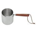 thumbnail image 1 of Butter Warmer Pot, Multipurpose 2 Pour Spouts Rustproof 450ML Stainless Steel Small Saucepan With Wooden Handle For Butter For Soups For Cheese, 1 of 8