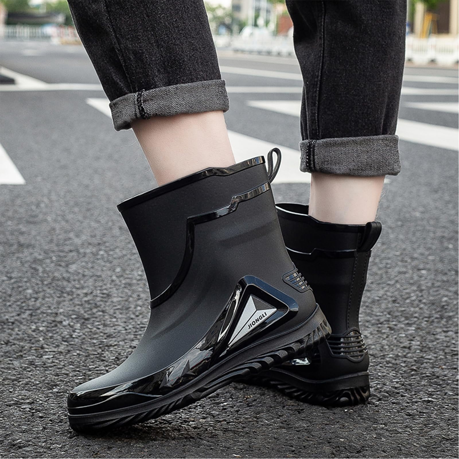AUXDIQ Men Rain Boots Outdoor Garden Boots Waterproof Ankle Rain Shoes