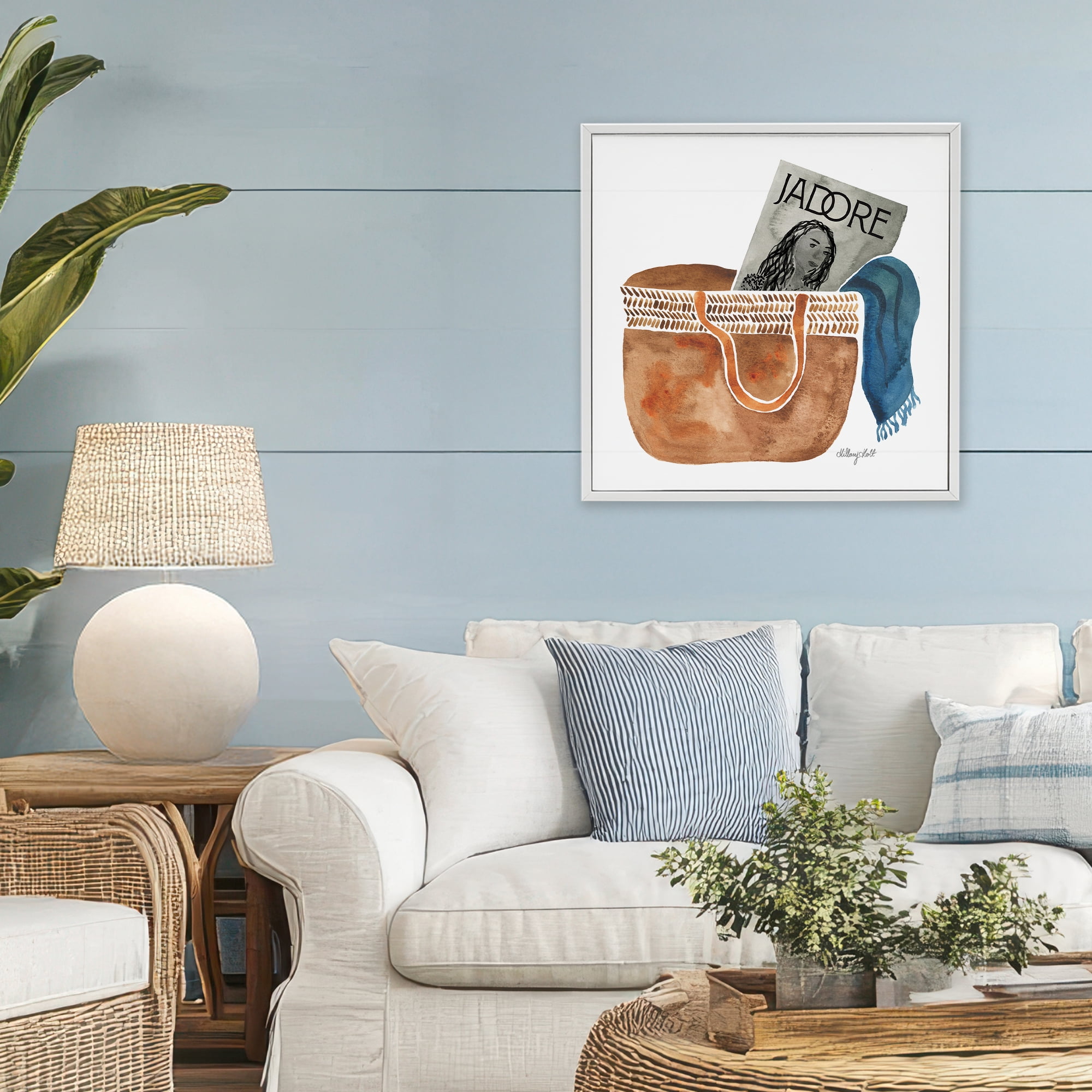 Stupell Industries Tote & Fashion Magazine White Framed Giclee Art, design by Hillary Holt