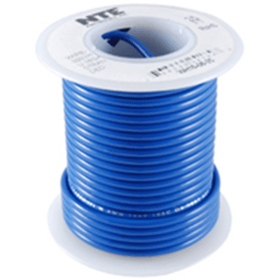 Blue 100' Length Inc. 600V 100 Length NTE Electronics WT26-06-100 Series WT Teflon Hook Up Wire Type 26 Gauge 7 Stranded