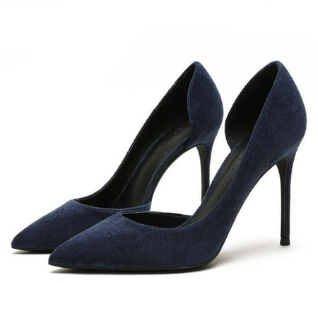 

YCNYCHCHY Sexy Women 6cm 8cm High Heels Blue Pink Pumps Pointed Toe Genuine Suede Leather Shoes For Woman Ladies Wedding Bride