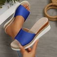 thumbnail image 3 of THDHVS Sandals Women,Womens Sandals Dressy,Women's Fashion Casual Summer Solid Color Thick Bottom Beach Fish Mouth Wedge Slippers Blue 8.5, 3 of 5