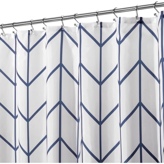 Modern Shower Curtain with Herringbone Pattern - Geometric Fabric Shower Curtain - Striped Design Minimalist Shower Curtain - Herringbone Shower Curtains for Bathroom - 72" x 84" - Navy Blue