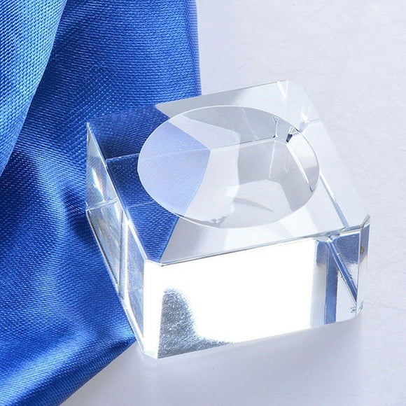 Clear Glass Ball Square Dimple Blocks Crystal Ball Display Base Stand Holder