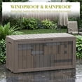 thumbnail image 5 of MINDYES 85 Gallon Deck Box, Waterproof UV Resistant Outdoor Storage Box for Garden Backyards, Light Brown, 5 of 7
