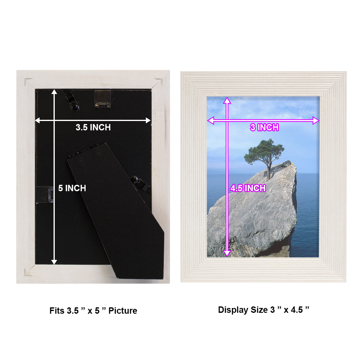 Grooved 3.5 in. x 5 in. White Picture Frame Set (Set of 4)