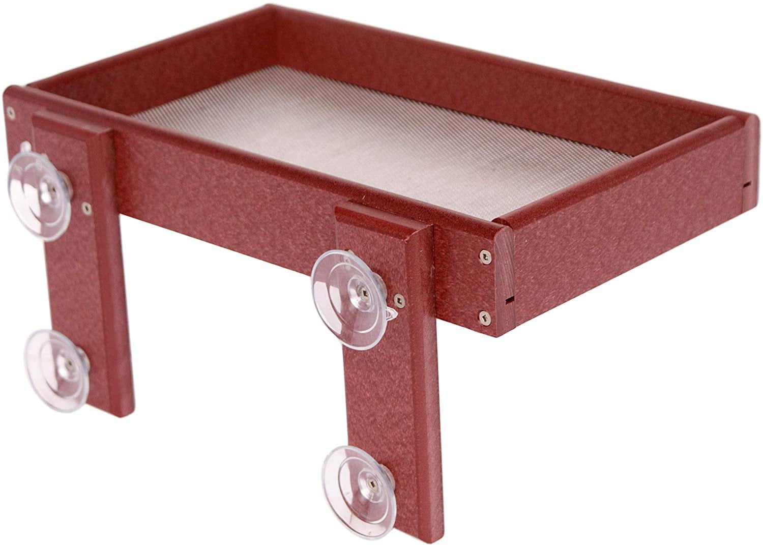 Amish-Made Window Mount Bird Feeder, Eco-Friendly Poly Lumber Decorative Bird Feeder Cherry Wood