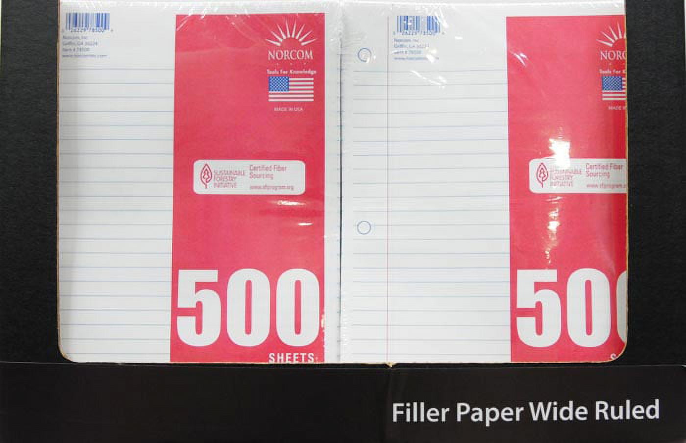 Norcom Filler Paper, Wide Ruled, 500 Pages, 8" x 10.5", 78500