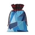 thumbnail image 3 of Color Matching Linen Bundle Mouth Gift Bag Can Be Used For Daily Small Items Blue Geometric Lines_4 Small, 3 of 8