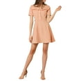 thumbnail image 5 of MODA NOVA Junior's Square Neck Tie Waist Fit And Flare Mini Dress, 5 of 6