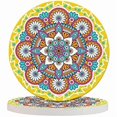 thumbnail image 1 of wonima02 Flower Mandala Round Coaster for Home Coffee Table Chinese Oriental Mystic Yellow Background Asin Ornament Farmhouse Drink Coasters 100% Diatomite 4''X 4''X 0.35'' Printed Pattern, 1 of 1