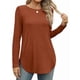 thumbnail image 2 of Camisa de Larga con Cuello Redondo para Mujer, Básica, Holgada, Informal Rojo Ladrillo XXL, 2 of 5