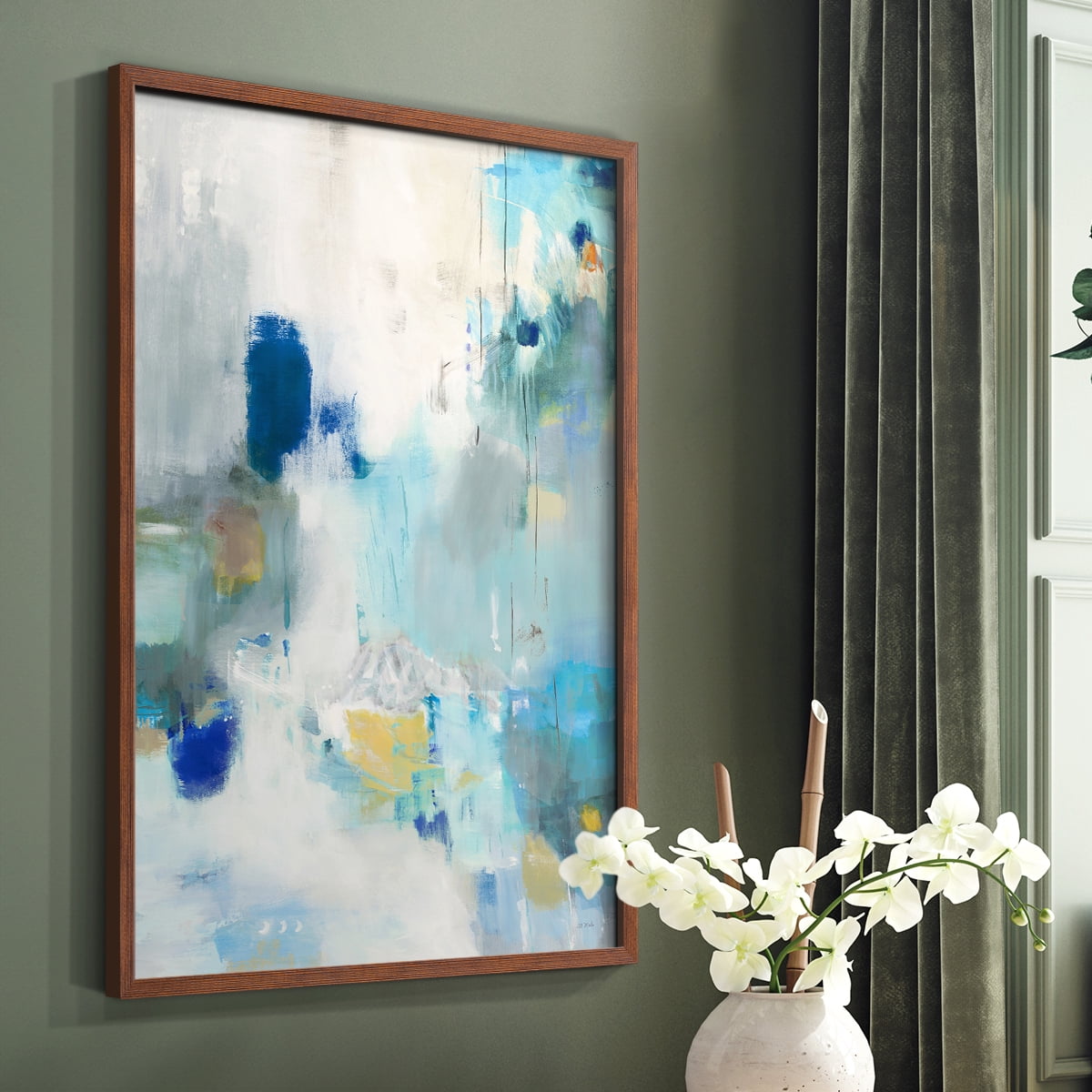 Celeste Motion II Framed Print in Brown Solid Wood Framed Print No Nail Hanging