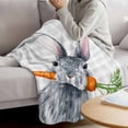 thumbnail image 3 of Grey Bunny Easter Blanket Soft Cozy Warm Throw Blanket for Couch, Plush Fuzzy Flannel Fleece Blankets for Sofa, Rabbits Grey Checkered Carrots Bed Blankets Lightweight Gifts for Women, 30"x40", 3 of 9