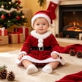 thumbnail image 2 of mgoYE Newborn Baby Girl Christmas Outfit Ruffle Long Sleeve Red Velvet/Plaid Romper Dress Xmas Cute Fall Winter Clothes(Red,1-3 Months), 2 of 4