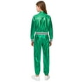 thumbnail image 6 of iiniim Boys Girls Hip Hop Modern Dance Outfit Shiny Metallic Long Sleeve Jacket and Pants Set Tracksuit Green 8, 6 of 7