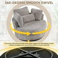 thumbnail image 3 of Dinosisco Oversized Swivel Accent Barrel Chair with Storage Ottoman, Chenille, Indoor, Gray, 3 of 9