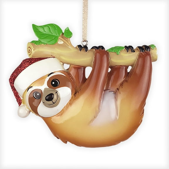 Sloth Christmas Ornament, Resin
