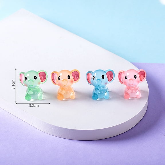 10Pcs Mini Elephant Crafts Cartoon Tiny Elephant Figurines Light in the Dark Small Elephant Crafts