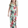 thumbnail image 1 of WEAIXIMIUNG Robes pour Filles 4T à 5T Robe Longue Maxi Décontractée Ample à Manches Courtes à Imprimé Floral avec Poches pour Fille 6-7 Ans, 1 of 4
