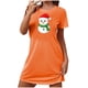 thumbnail image 2 of Camisón corto navideño para mujer, talla grande, cuello redondo, manga corta, estampado en el pecho, vestido de noche para mujer, 2 of 3