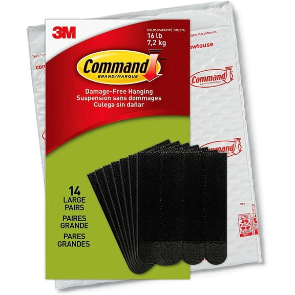 Command Picture Hanging Strips, Heavy Duty, Large, Black, Holds 16 lbs, 14 Pairs