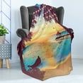 thumbnail image 4 of Beach Soft Flannel Fleece Blanket, Coastal View of Sandy Landscape Holiday Party Wedding Ocean Tropic Print, Cozy Plush for Indoor and Outdoor Use, 60" x 80", Sky Blue Apricot Purple, by Ambesonne, 4 of 5