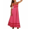 thumbnail image 4 of Women Summer Sleeveless Dresses Spaghetti Straps Smocked Rickrack Trim Boho Flowy Loose A-Line Maxi Dress, 4 of 6