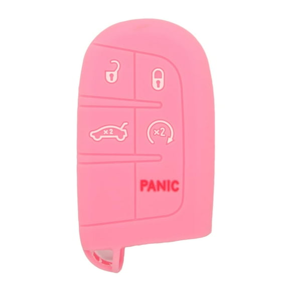 SEGADEN Silicone Cover Protector Case Holder Skin Jacket Compatible with Jeep Dodge Chrysler 5 Button Smart Remote Key Fob 4+1 BTN CV4750 Pink