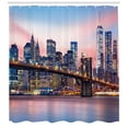 thumbnail image 3 of Ambesonne City Shower Curtain, Sunrise in Brooklyn Bridge, 69"Wx84"L, Blue, 3 of 3
