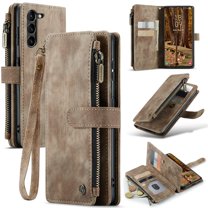 CaseMe Case for Samsung Galaxy S23 Wallet Case for Women Men, Fashion Durable PU Leather Magnetic Flip Lanyard Strap Wristlet Zipper Card Holder Wallet Phone Case for Samsung Galaxy S23 6.1-inch