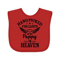Inktastic Handpicked for Earth by My Pappy in Heaven with Angel Wings Boys or Girls Baby Bib