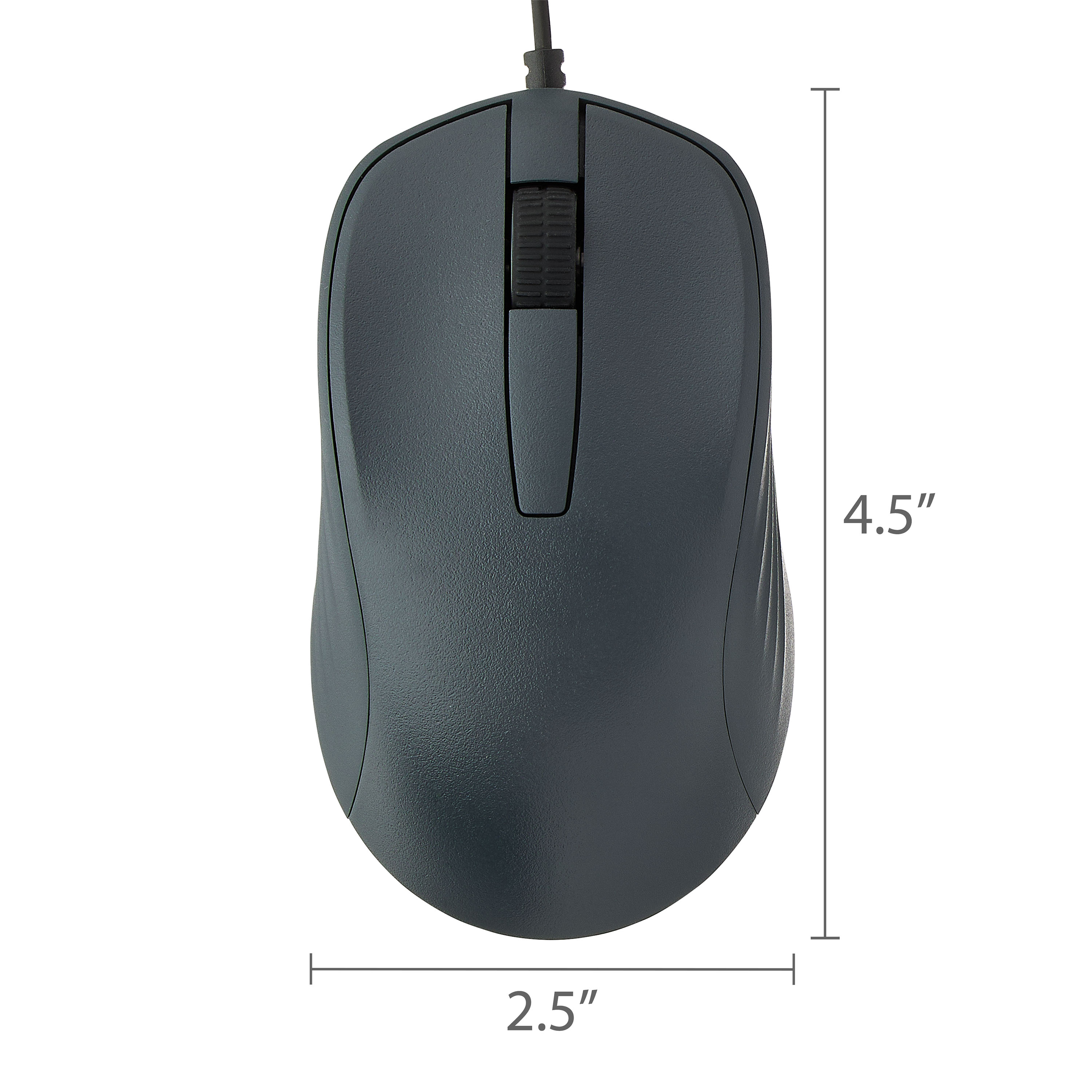 onn Mouse USB con cable, 3 botones, gris 3