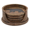 thumbnail image 4 of Faux Wood Rustic Forest Black Bear Coaster Holder With 4 Round Coasters Set, 4 of 5