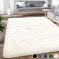 thumbnail image 3 of Nefoso Shag Area Rug, 7ft x 10ft Soft Fluffy Area Rugs for Living Room Bedroom Decor Carpet, Rice-white, 3 of 7