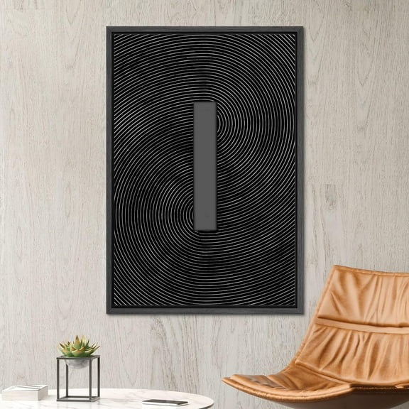 PixonSign Framed Canvas Wall Art Geometric Gray Black Color Field Collage Abstract Print Minimalism Contemporary Nordic Relax/Calm Decoration for Living Room, Bedroom, Office - 16"x24" Black