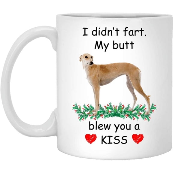 Funny Pet Lover Gifts Greyhound Fawn Blew You A Kiss Christmas 2022 Gifts White Coffee Mug White 11oz