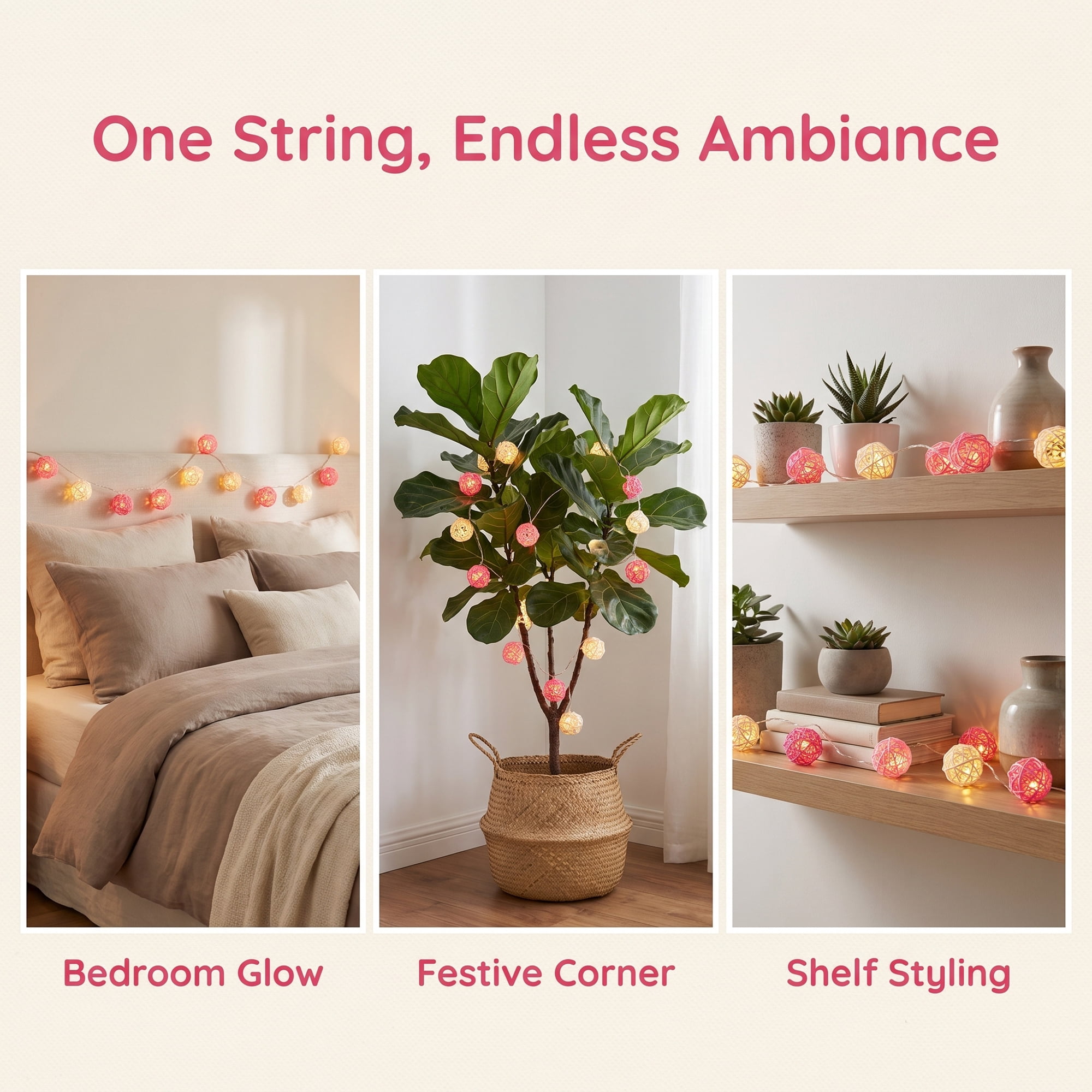 Unique Bargains Lights for Home Use with Flexible Design 9.8 ft Pink USB Powered