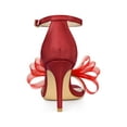 thumbnail image 2 of BLISSFUL STEP Women's Open Toe Ankle Strap Bow Tie Stiletto High Heels Sandals Red 8, 2 of 7