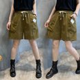 thumbnail image 2 of Vedolay Women's Shorts Women's Plus Size Comfy Drawstring Casual Elastic Waist Pocketed Shorts,AG 3XL, 2 of 3