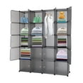 thumbnail image 6 of 20 Cube Organizer Stackable Plastic Cube Storage Shelves Design Multifunctional Modular Closet Cabinet with Hanging Rod Brown, 6 of 6
