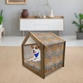 thumbnail image 3 of Floral Pet House, Pattern of Flowers and Peacock Feathers Floral Arrangement Art, Outdoor & Indoor Portable Dog Kennel with Pillow and Cover, 5 Sizes, Petrol Blue Pale Coffee, by Ambesonne, 3 of 5