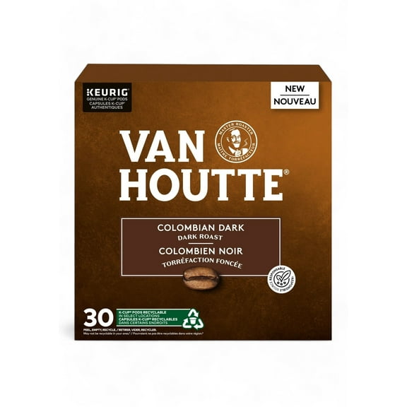 Van Houtte Colombian Dark Roast Coffee, 30 K-cups, 263g/9.3 oz. Box