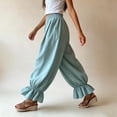 thumbnail image 4 of Women's Boho Harem Pants Casual Smocked High Waist Baggy Trousers with Ruffled Hem Loose Yoga Hippie Flowy Pants for Summer Vacation Lounge and Flattering Everyday Wear, 4 of 6