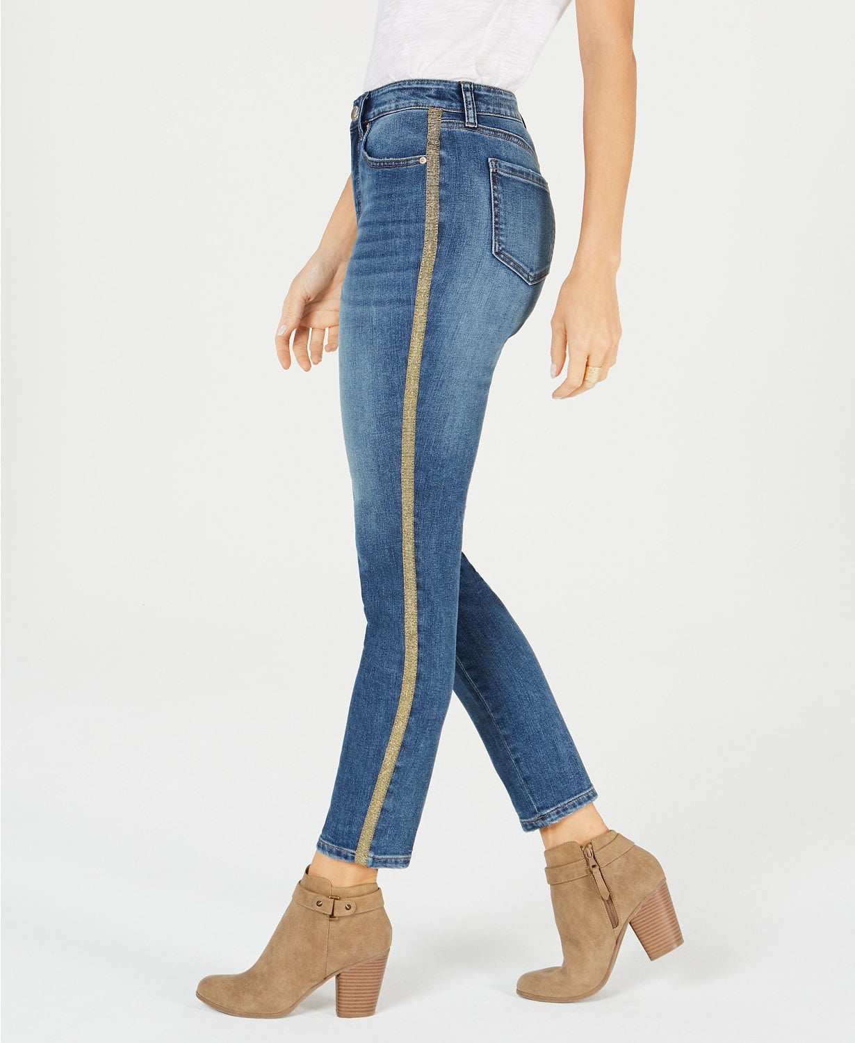Style & Co. - Style & Co Women's Gold-Striped Curvy-Fit Skinny Jeans Lanister Size 16