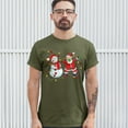 thumbnail image 3 of Tee Hunt Snowman Dabbing with Santa Claus T-shirt Dab Dance Merry Christmas Men's Tee, Military Green, 3X-Large, 3 of 5