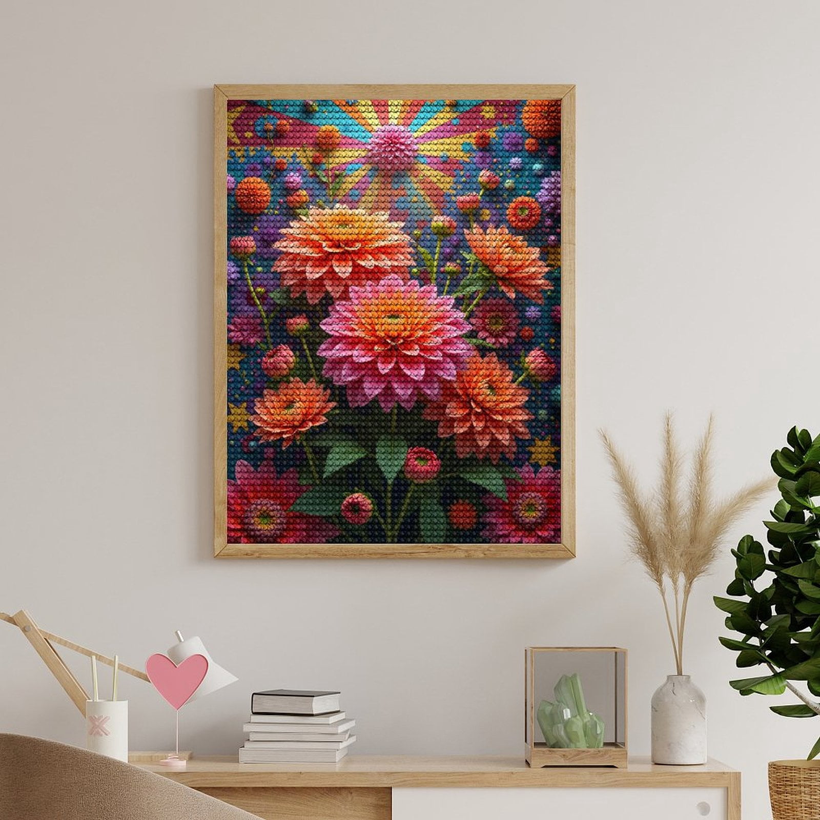 Diamond Art Kit for Adults, Vibrant Floral Fantasy Explosion Diamond Painting for Adults Beginners, 5D DIY Diamond Art Painting Kits, Colorful Diamond Painting Craft for Home Decor 12x16